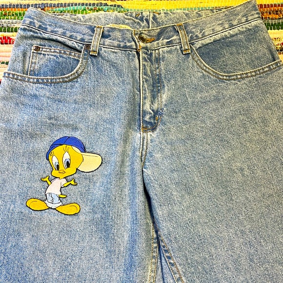 Looney Tunes Denim - VTG- Looney Tunes Tweety Bird Crop Jeans-#1880+